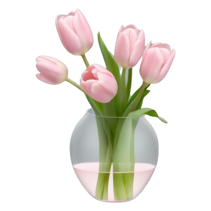 Pale pink tulips stem in clear vase sticker