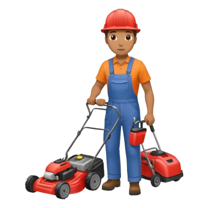 Maintenance worker
with lawnmower, full body sticker