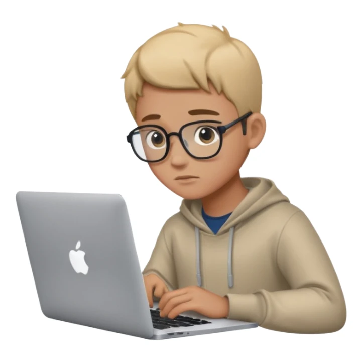 boy working in Macbook, he graphic designer sticker