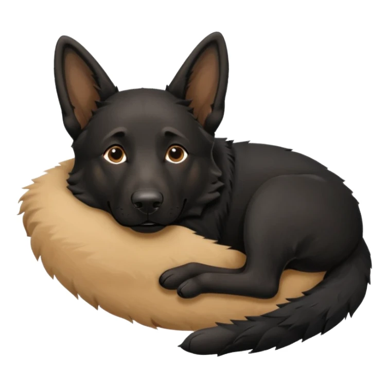 mostly black german shepherd lying on her back sticker