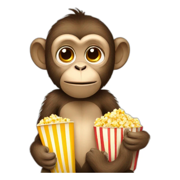 Monkey with popcorn sticker