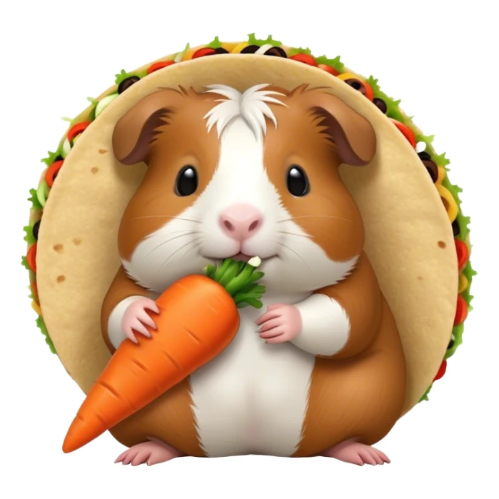 Guinea pig eating a carrot while making tacos sticker
