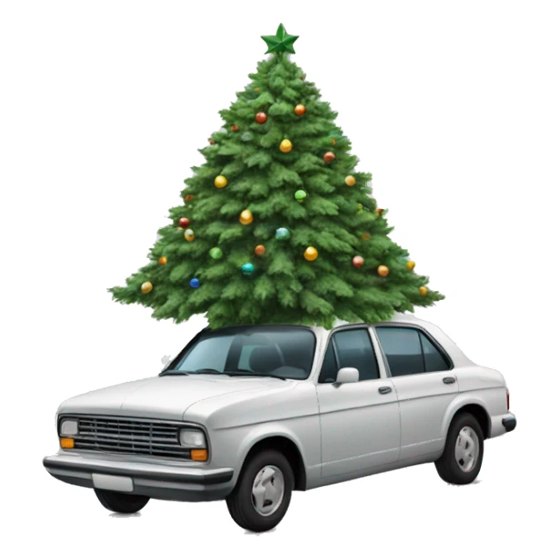 Christmas tree standing on a car sticker