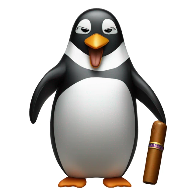 Penguin with cigar sticker