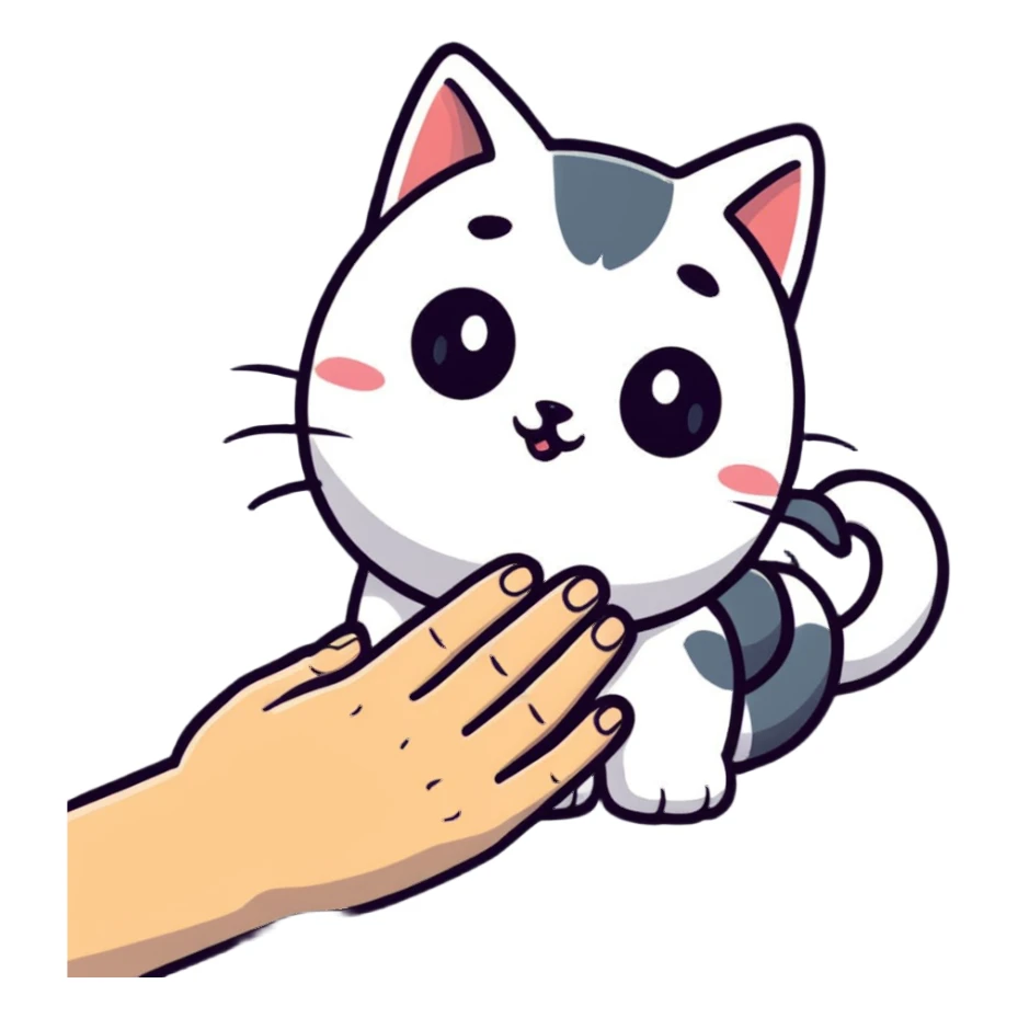 hand petting purring cat sticker