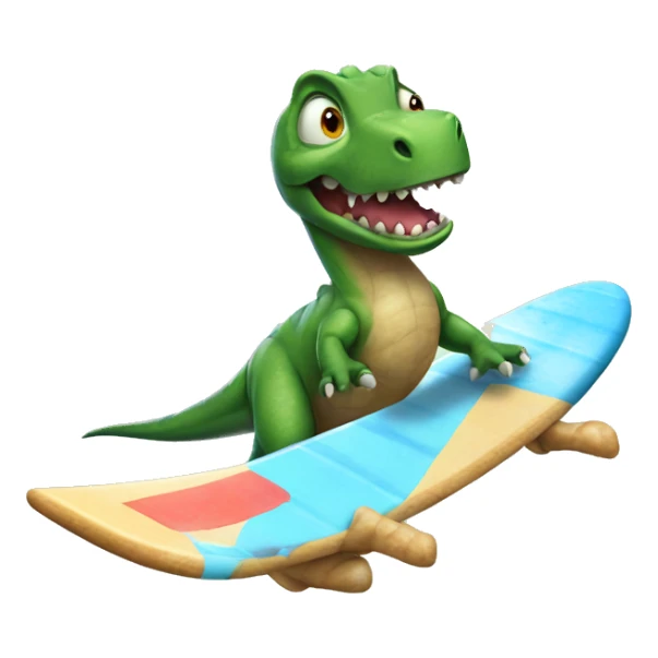 Dinosaur on a surfing boarf sticker