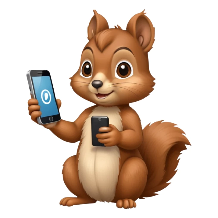 Realistic squirrel holding a phone sticker