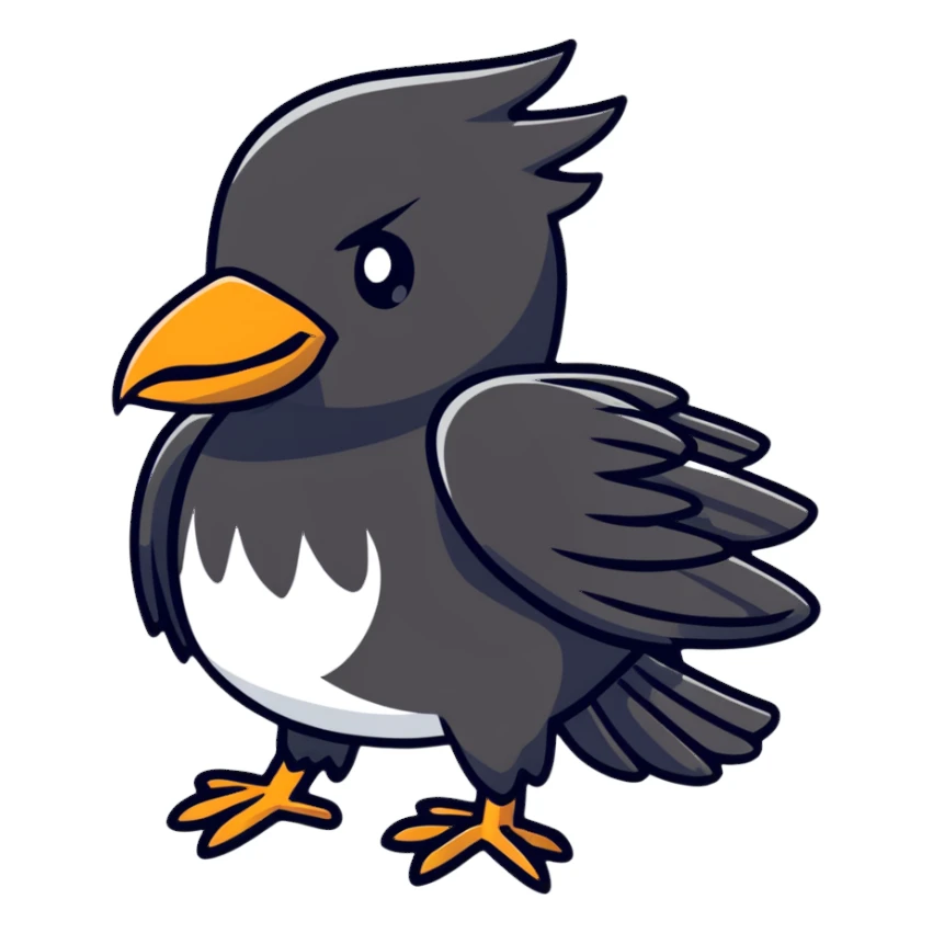 crow with black wings and white breast sticker