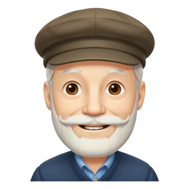 Old man white beard wearing a flat cap sticker