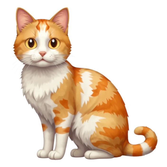 full body anxious looking colourful patchy light calico tabby cat sticker