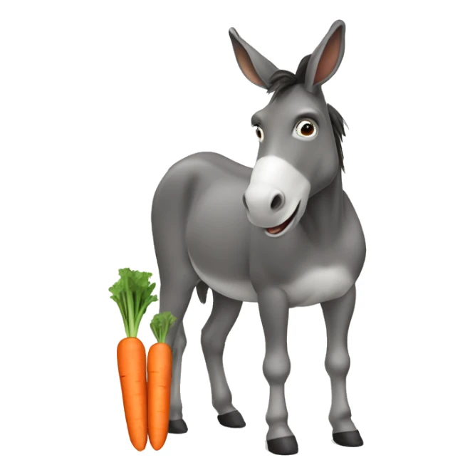Donkey eating a carrot sticker