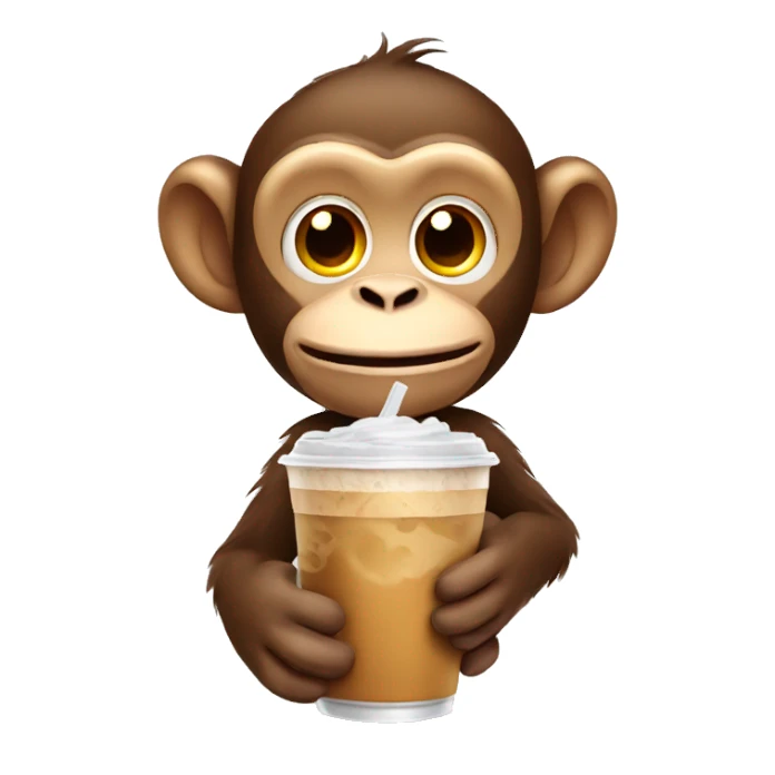 Monkey with iced coffee  sticker