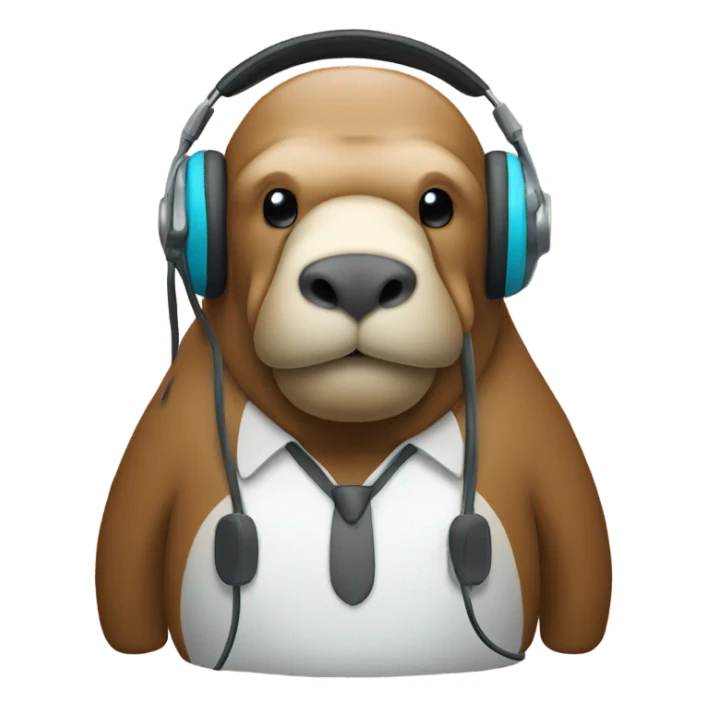 A walrus with a coaching headset  sticker
