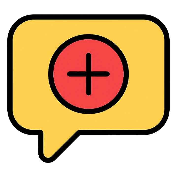comment button icon, rounded edges, minimalistic style sticker