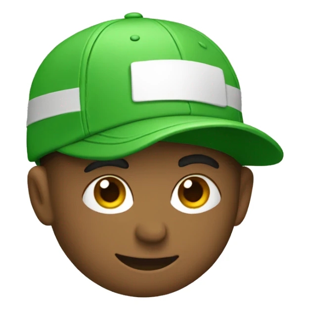 A guy wearing a hat which says "build your ideas" green cap sticker