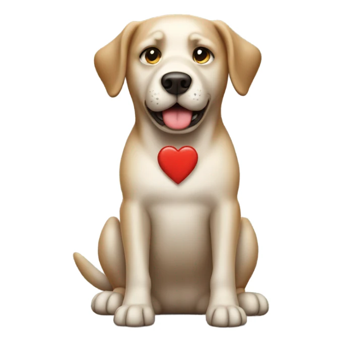 dog whining w a heart sticker