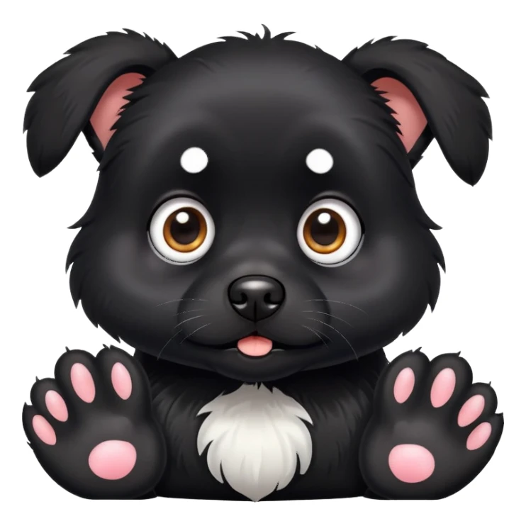 scared small black dog with white paws sticker