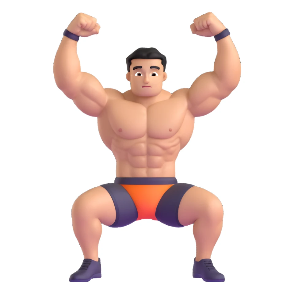 muscular shirtless character flexing sticker