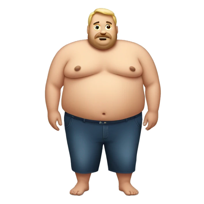 Shirtless fat man sticker