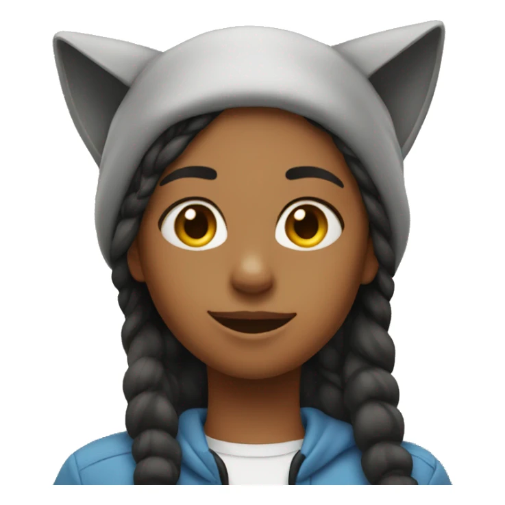 Girl with cat ear hat on sticker