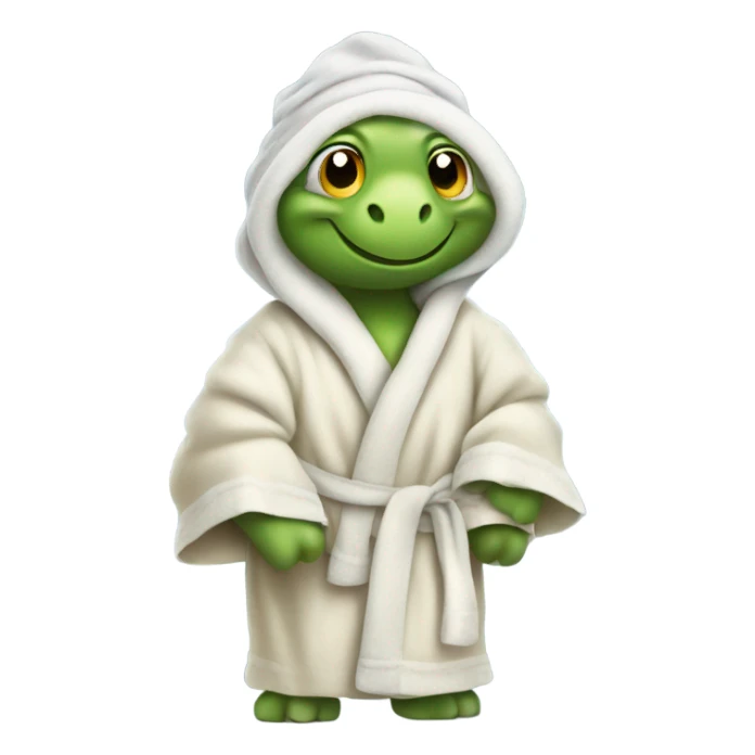 Turtle in a robe with a towel on it’s head sticker