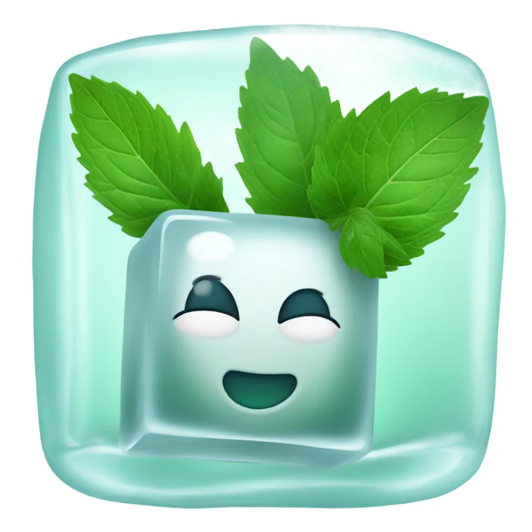 white ice cube with mint leaves on it sticker