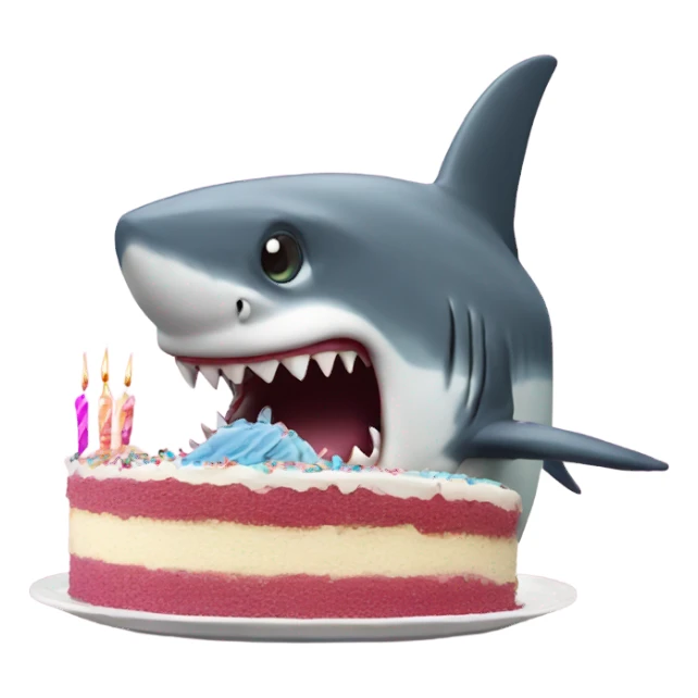 Shark eating a birthday cake sticker