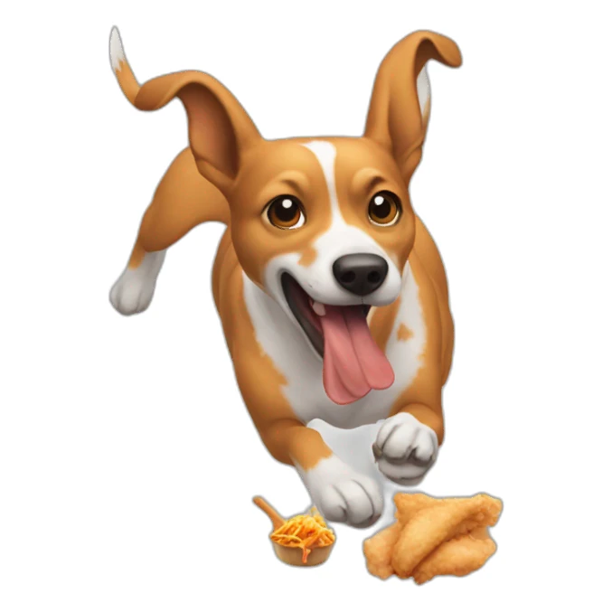 flying dog eating chicken sticker