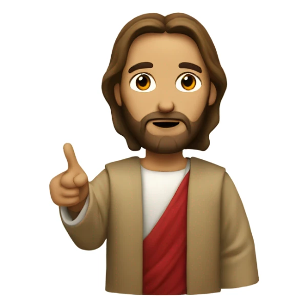 Jesus with a pointed at Santa sticker