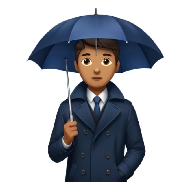 Man with umbrella + streetlight reflection, Midnight Wanderer. sticker