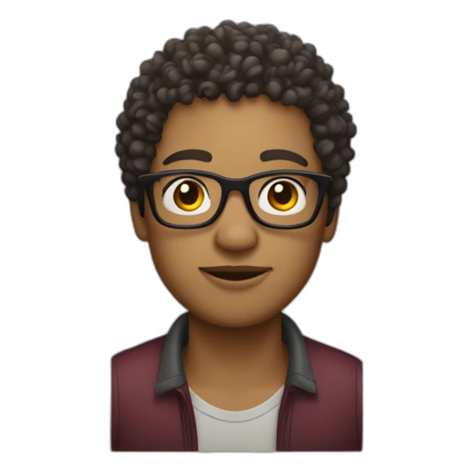 curly short haired man wearing square glasses light skin sticker