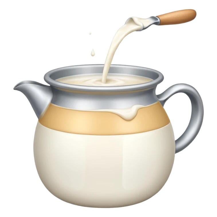 Milk flowing in a pot sticker