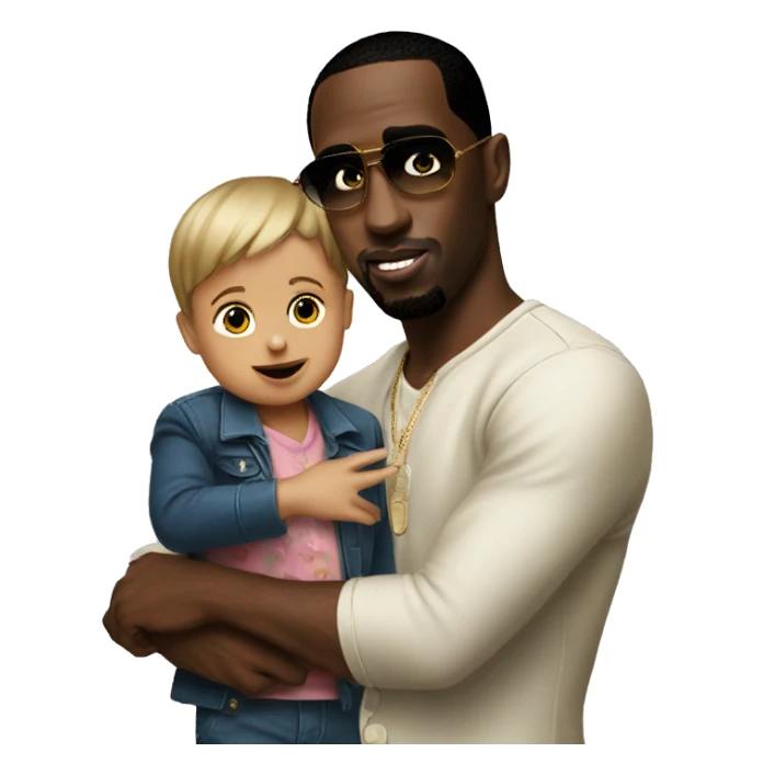 P Diddy holding a kid sticker