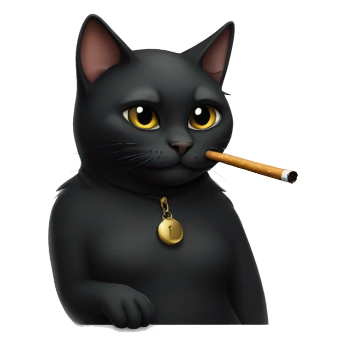 Black cat smoking a cigarette sticker