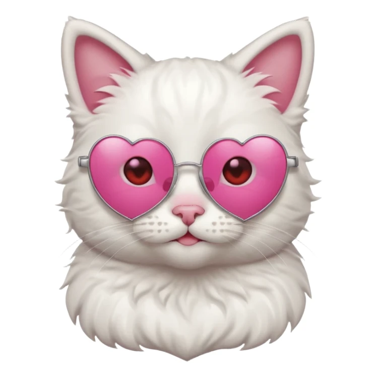 a cute white cat wearing heart sunglasses while smilling sticker