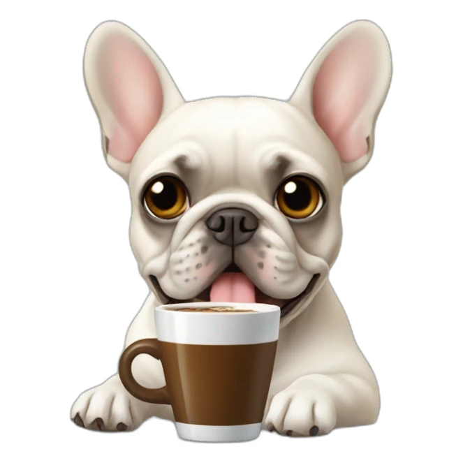 Light FRENCH BULLDOg drinking coffee sticker