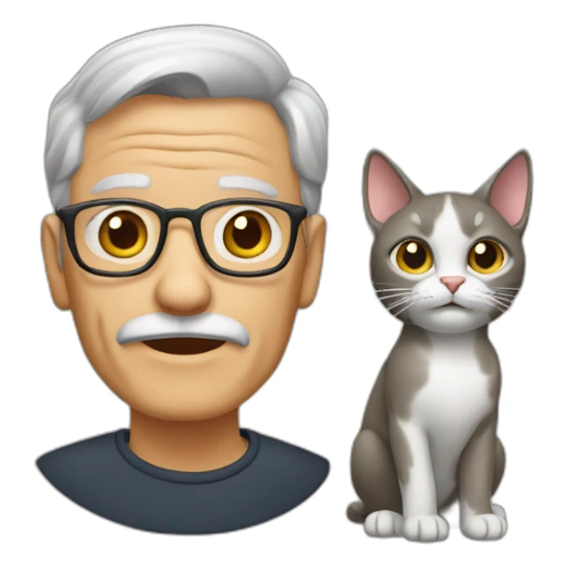 cat with oldman sticker