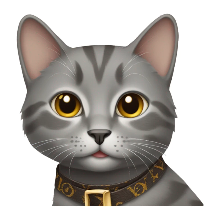 Grey Cat wearing louis vuitton sticker