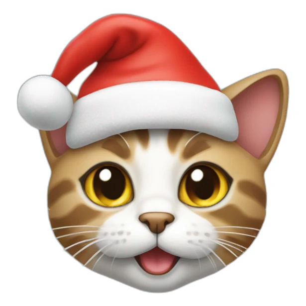 cat washes itself wearing santa claus hat sticker