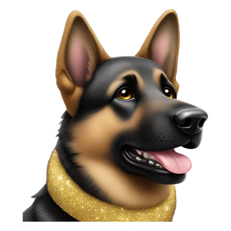 All black German shepherd with glitter mad sticker