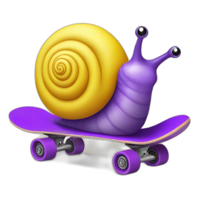 purple snail on a yellow skateboard sticker