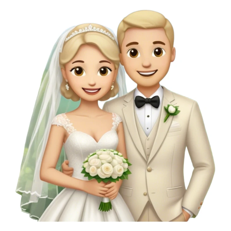 happy wedding couple outdoors sticker