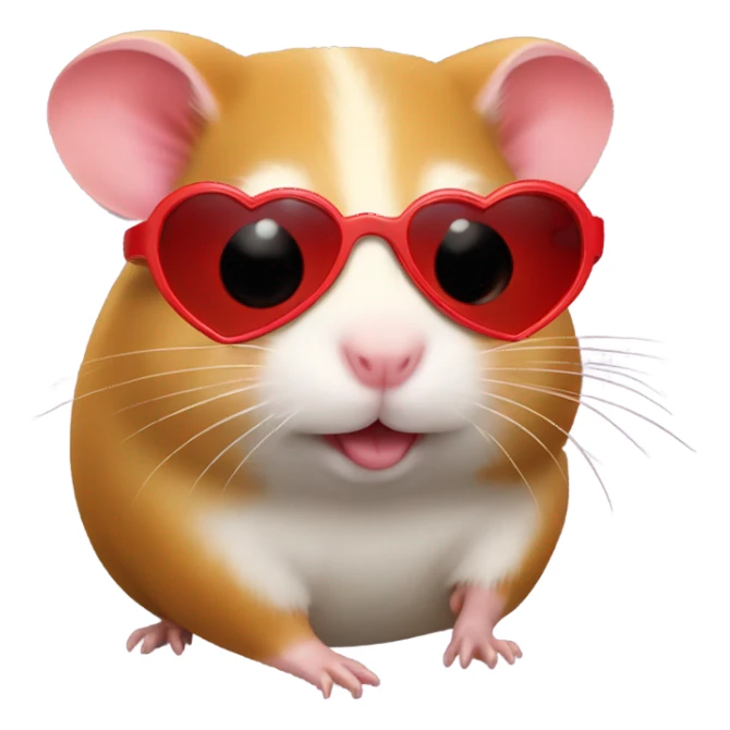 a hamster with red heart sunglasses  sticker