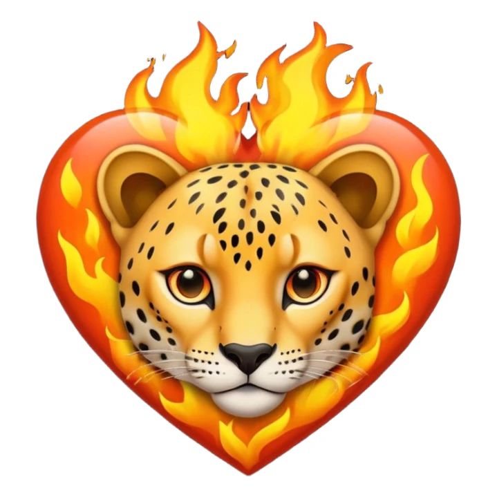 Heart with cheeta print and fire really graphic sticker