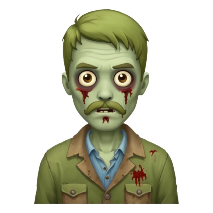 young zombie with long mustache sticker