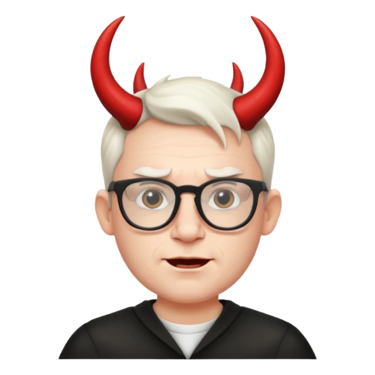 Short white male with glasses, devil  sticker