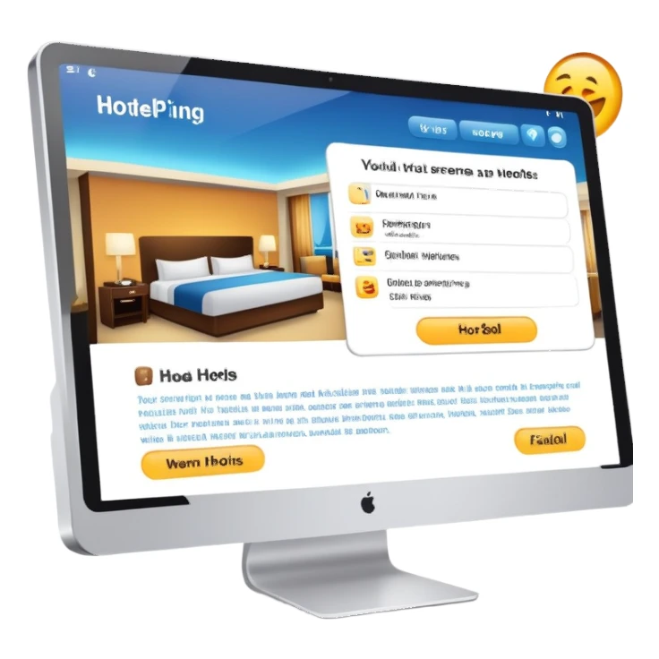 computer with hotels page on screen sticker