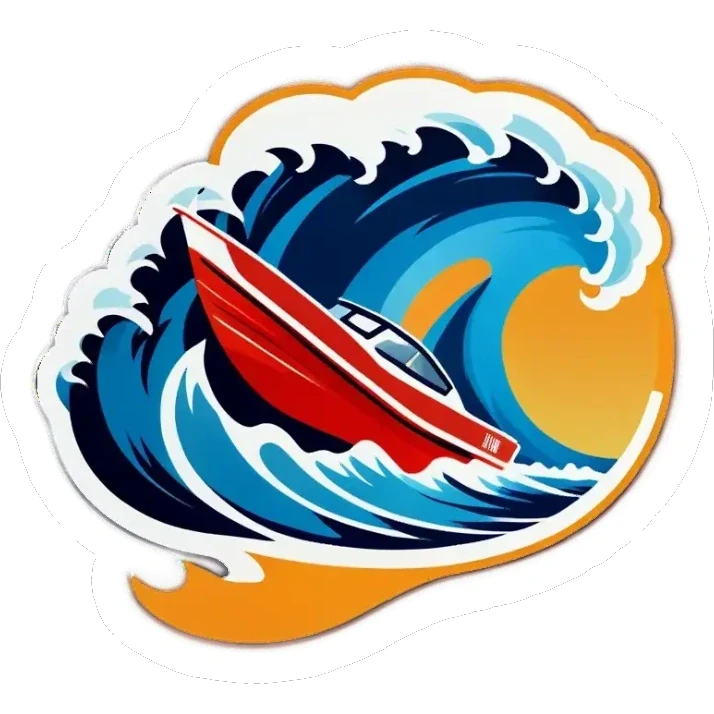 sport boat in waves sticker