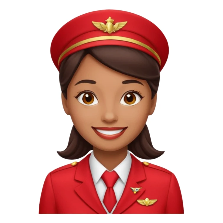 flight attendant in a red uniform, friendly expression sticker