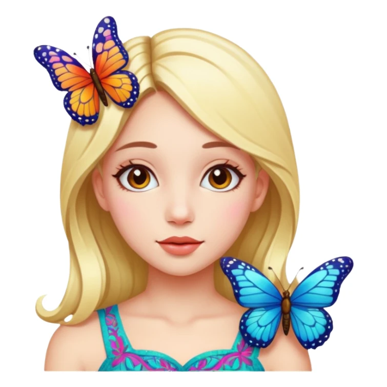 a girl with buffterfly sticker